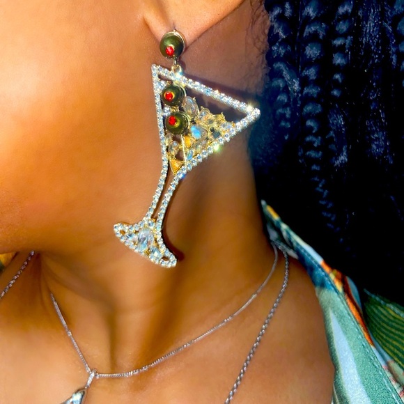 Martini Girl Statement Earrings - Picture 8 of 11